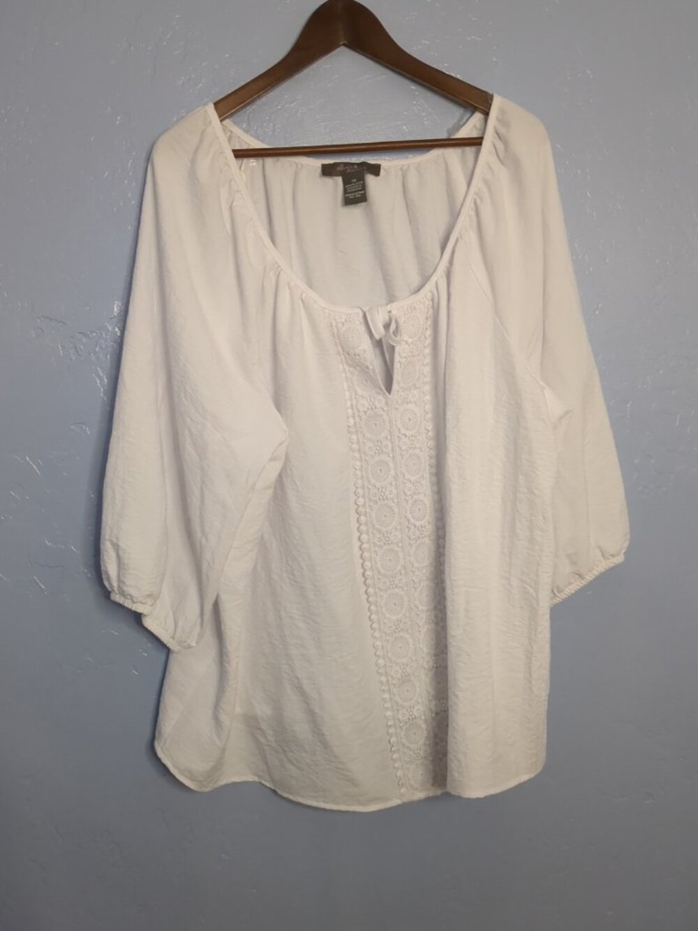 Olivia And Martin White Peasant Blouse Women Sz 3X Beach Summer Embroidered